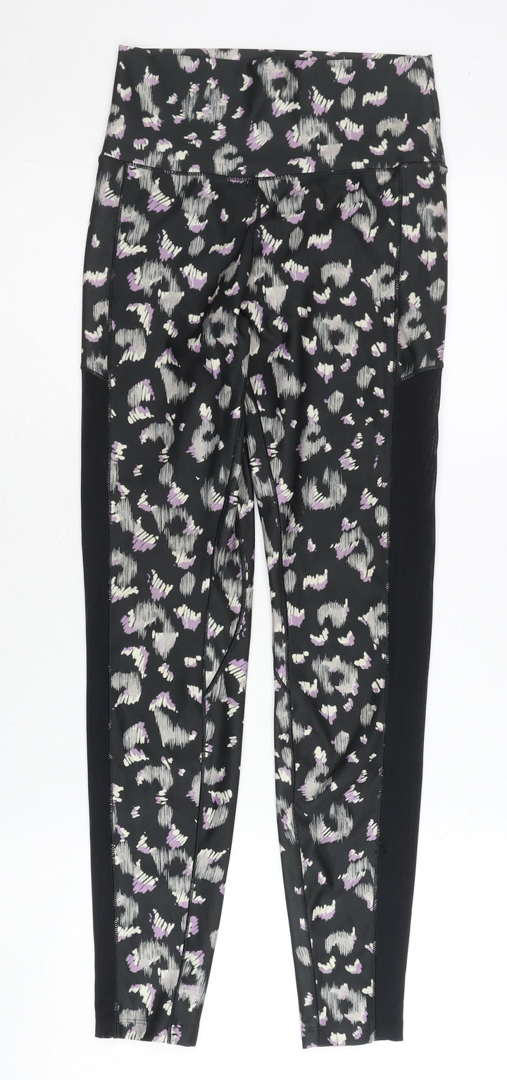 Next Womens Black Animal Print Leggings Size 10 Slim Fit Gym Yoga