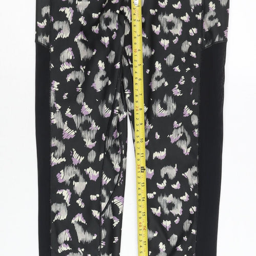 Next Womens Black Animal Print Leggings Size 10 Slim Fit Gym Yoga