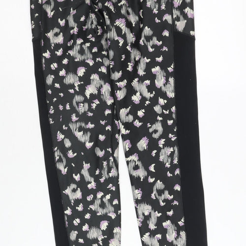 Next Womens Black Animal Print Leggings Size 10 Slim Fit Gym Yoga