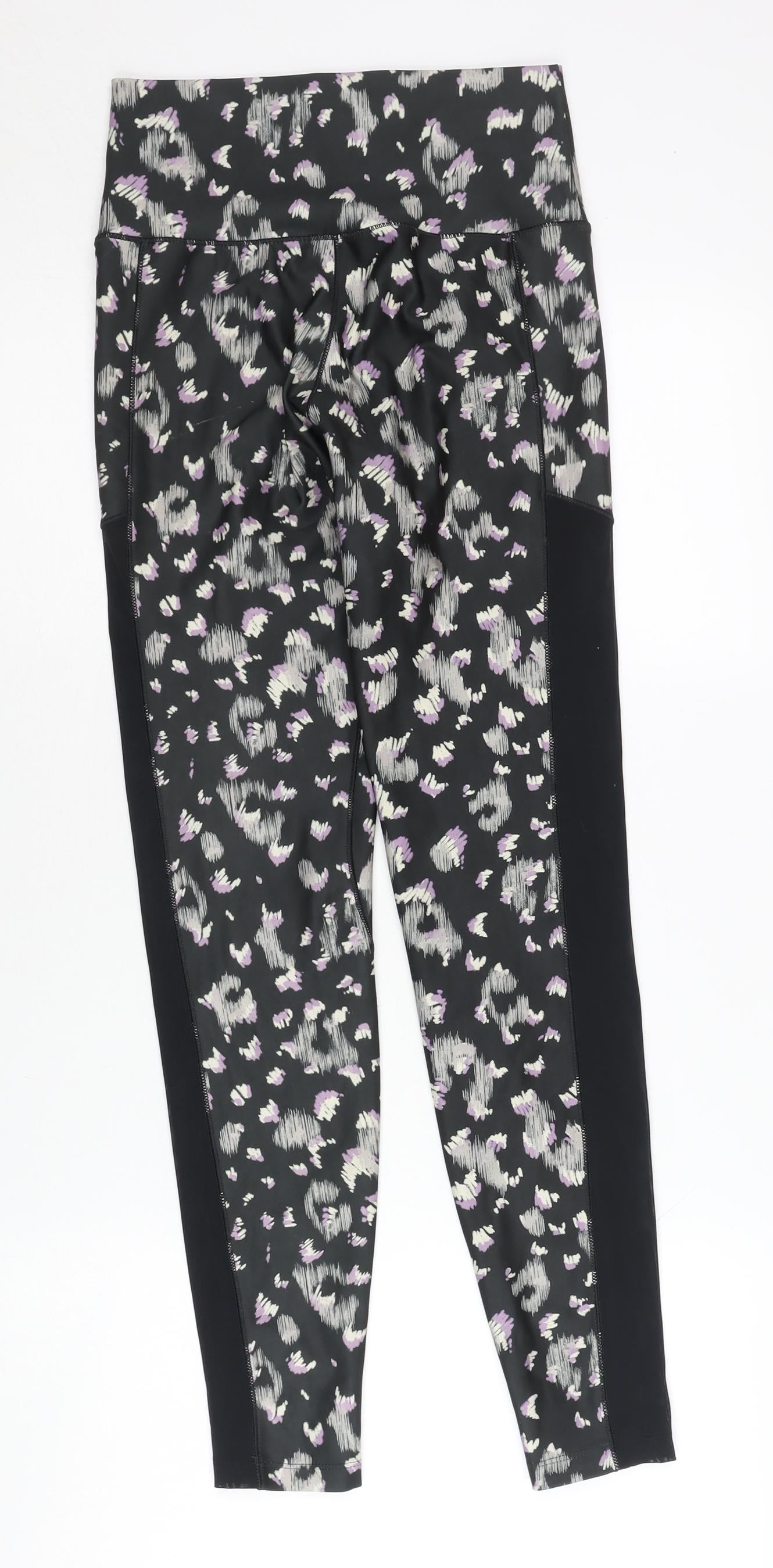 Next Womens Black Animal Print Leggings Size 10 Slim Fit Gym Yoga