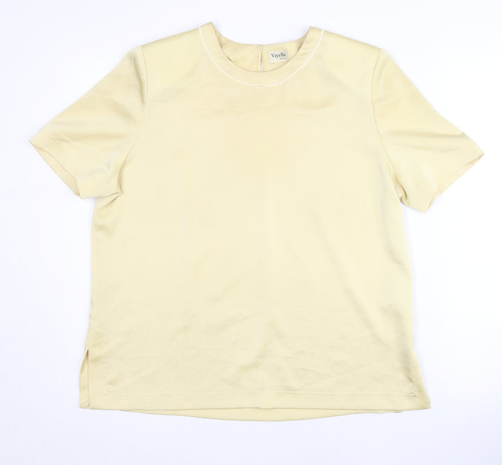 Viyella Petite Women’s Beige Size 12 Short Sleeve Polyester Top