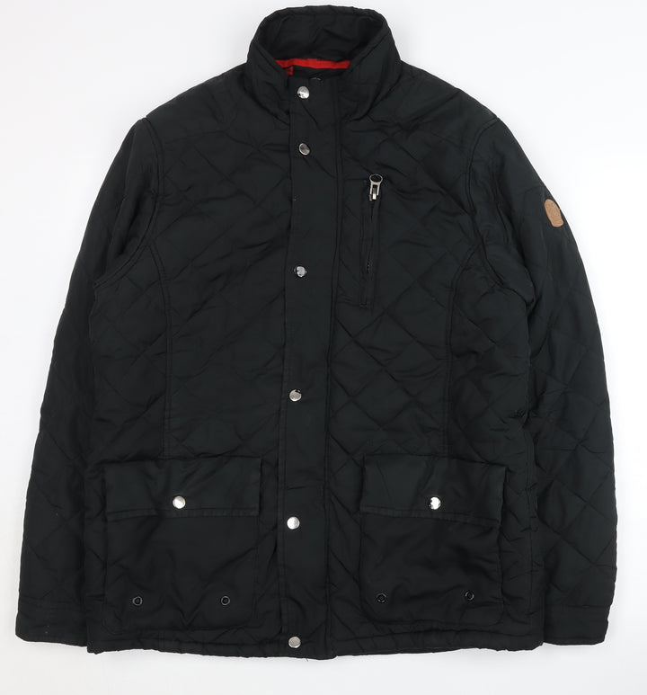 D555 Men’s Black Quilted Polyester Jacket M Regular Fit Casual