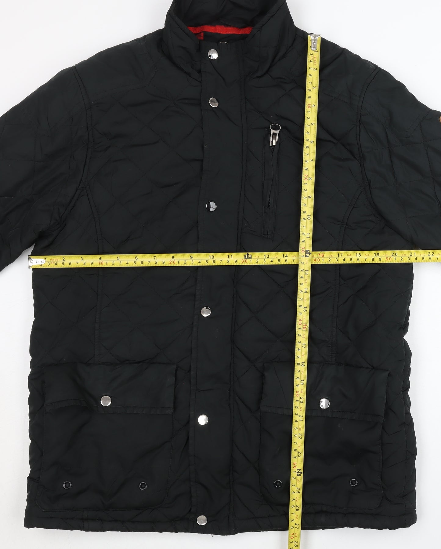 D555 Men’s Black Quilted Polyester Jacket M Regular Fit Casual