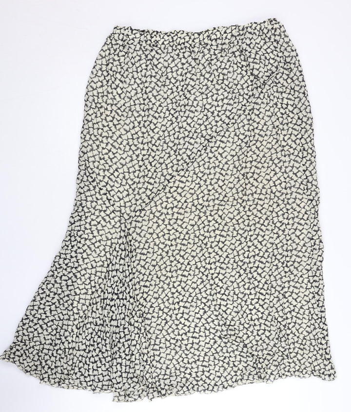Catherina Hepburn Womens Black White Floral Midi A-Line Skirt Size 20