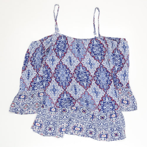 Marks and Spencer Women’s Blue Geometric Viscose Camisole Top UK 8