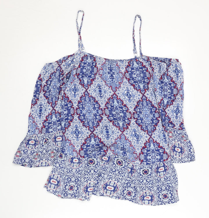 Marks and Spencer Women’s Blue Geometric Viscose Camisole Top UK 8