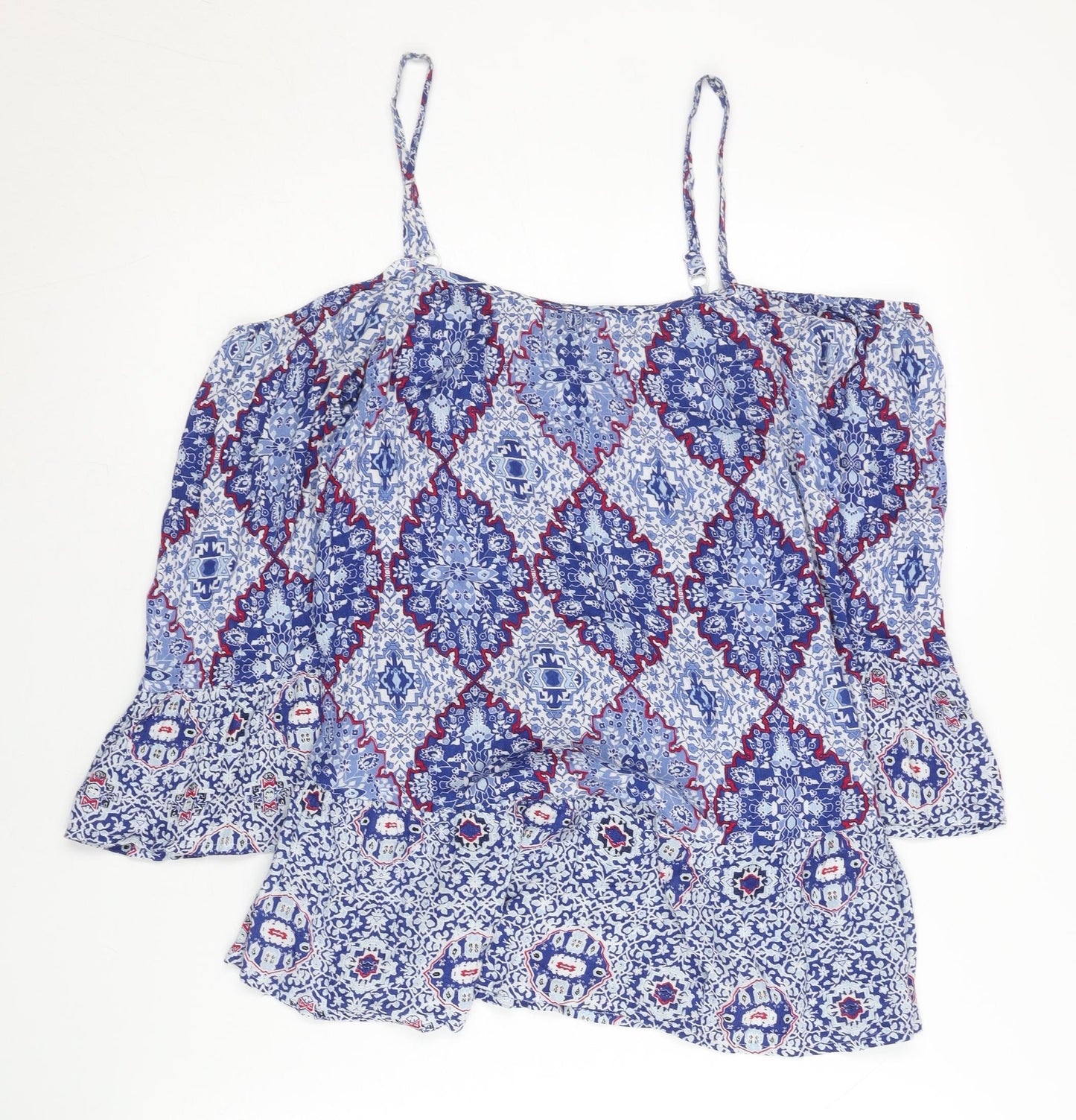 Marks and Spencer Women’s Blue Geometric Viscose Camisole Top UK 8