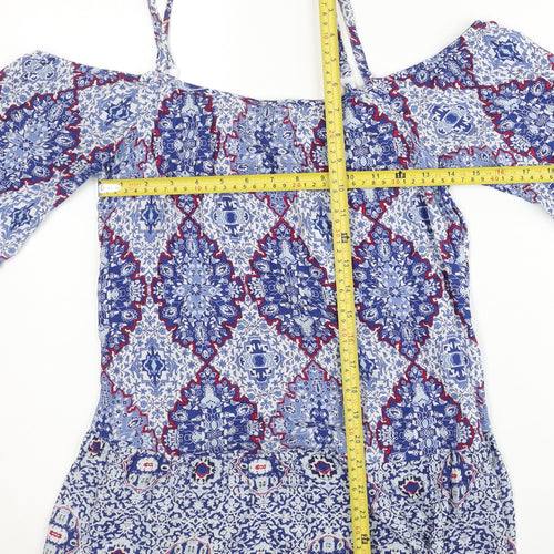 Marks and Spencer Women’s Blue Geometric Viscose Camisole Top UK 8