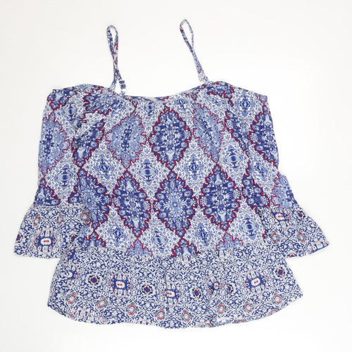 Marks and Spencer Women’s Blue Geometric Viscose Camisole Top UK 8
