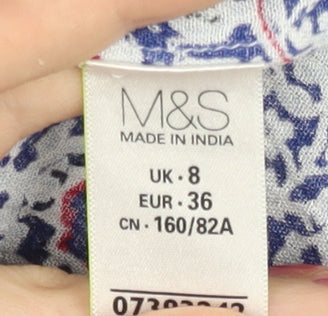 Marks and Spencer Women’s Blue Geometric Viscose Camisole Top UK 8