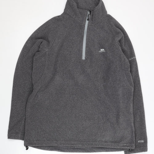 Trespass Mens Grey Fleece Sweatshirt L 1/2 Zip Outdoor Hiking Top