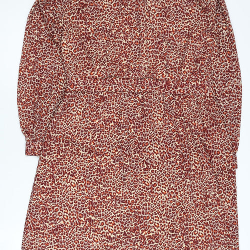 H&M Women’s Red Animal Print Shift Dress Size 16 Knee Length