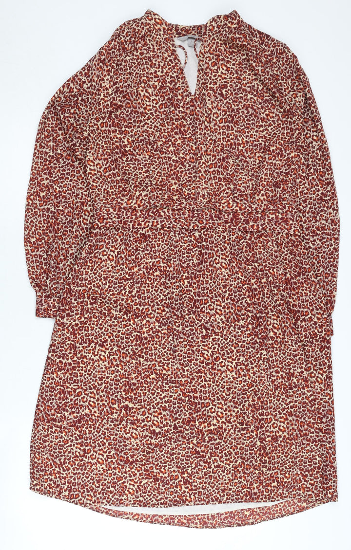 H&M Women’s Red Animal Print Shift Dress Size 16 Knee Length