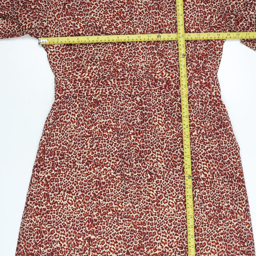 H&M Women’s Red Animal Print Shift Dress Size 16 Knee Length
