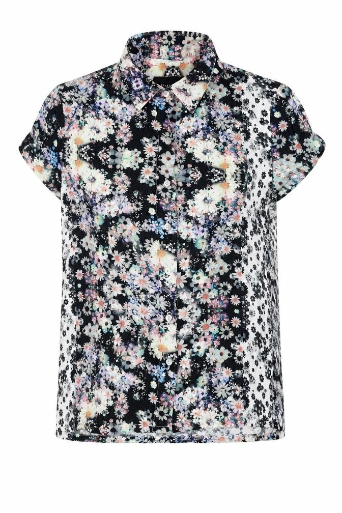 Front view of MINKPINK women’s multicoloured floral button-up shirt s