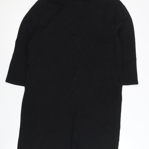 Zara Women Black Size 8 Shift Roll Neck Knee Length Dress
