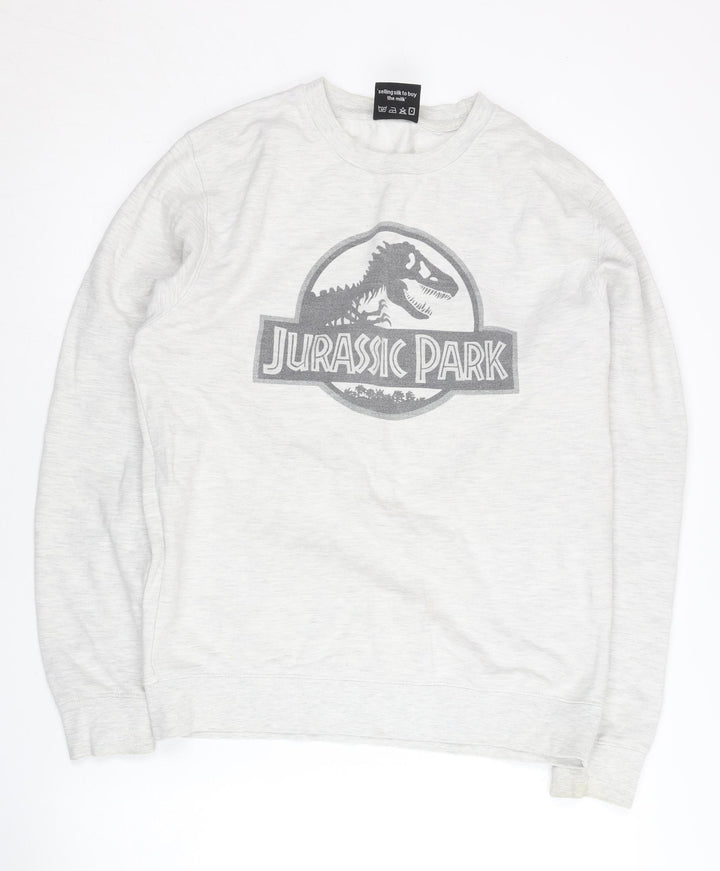 Gone Retro Men's Grey Jurassic Park Sweatshirt S Pullover Crew Neck