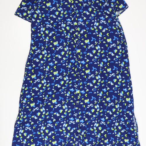 Santa Women Blue Midi Shirt Dress Size M Short Sleeve Viscose