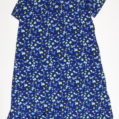 Santa Women Blue Midi Shirt Dress Size M Short Sleeve Viscose