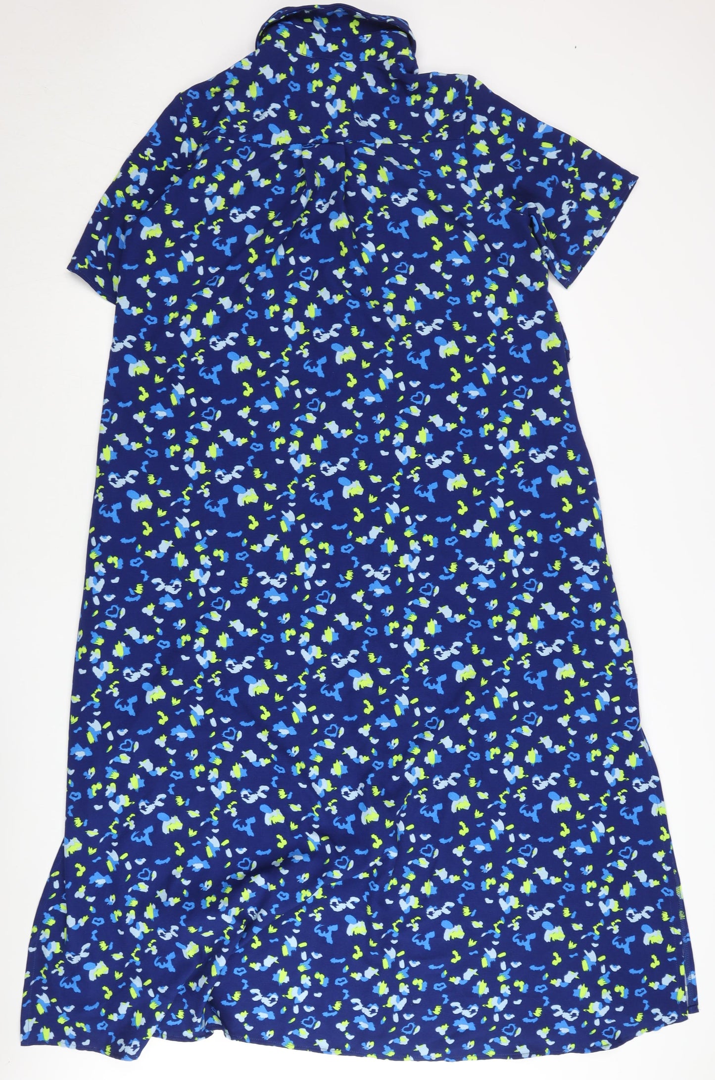 Santa Women Blue Midi Shirt Dress Size M Short Sleeve Viscose