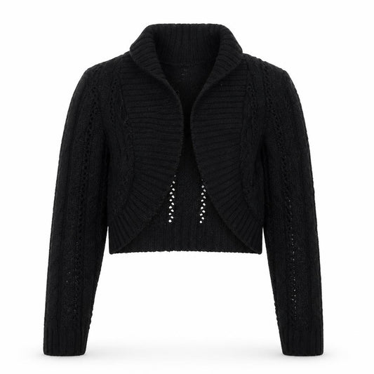 Front view of Red Herring girls’ black shrug cardigan age 11-12 years knit jumper