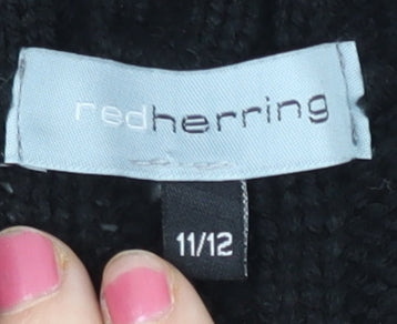 Red Herring Girls Black Shrug Cardigan Age 11-12 Years Knit Jumper