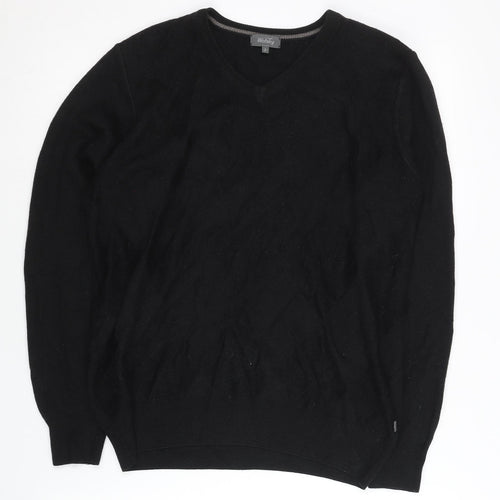Wolsey Men’s Black Wool Blend V-Neck Pullover Jumper Size S