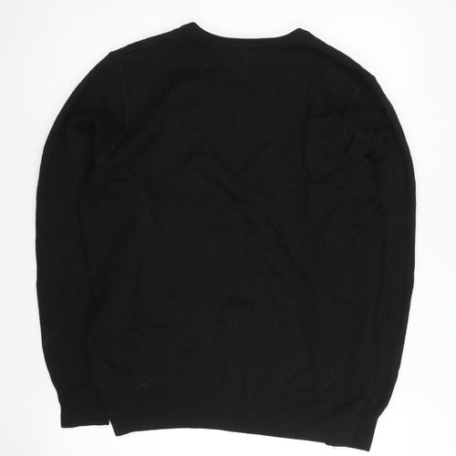 Wolsey Men’s Black Wool Blend V-Neck Pullover Jumper Size S