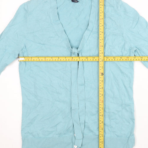 Lands' End Womens Blue M Cardigan V-Neck Cotton Cashmere Knit