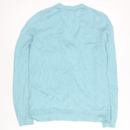 Lands' End Womens Blue M Cardigan V-Neck Cotton Cashmere Knit