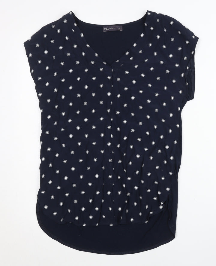 Marks and Spencer Women’s Blue Polka Dot Blouse Size 6 Viscose Tunic