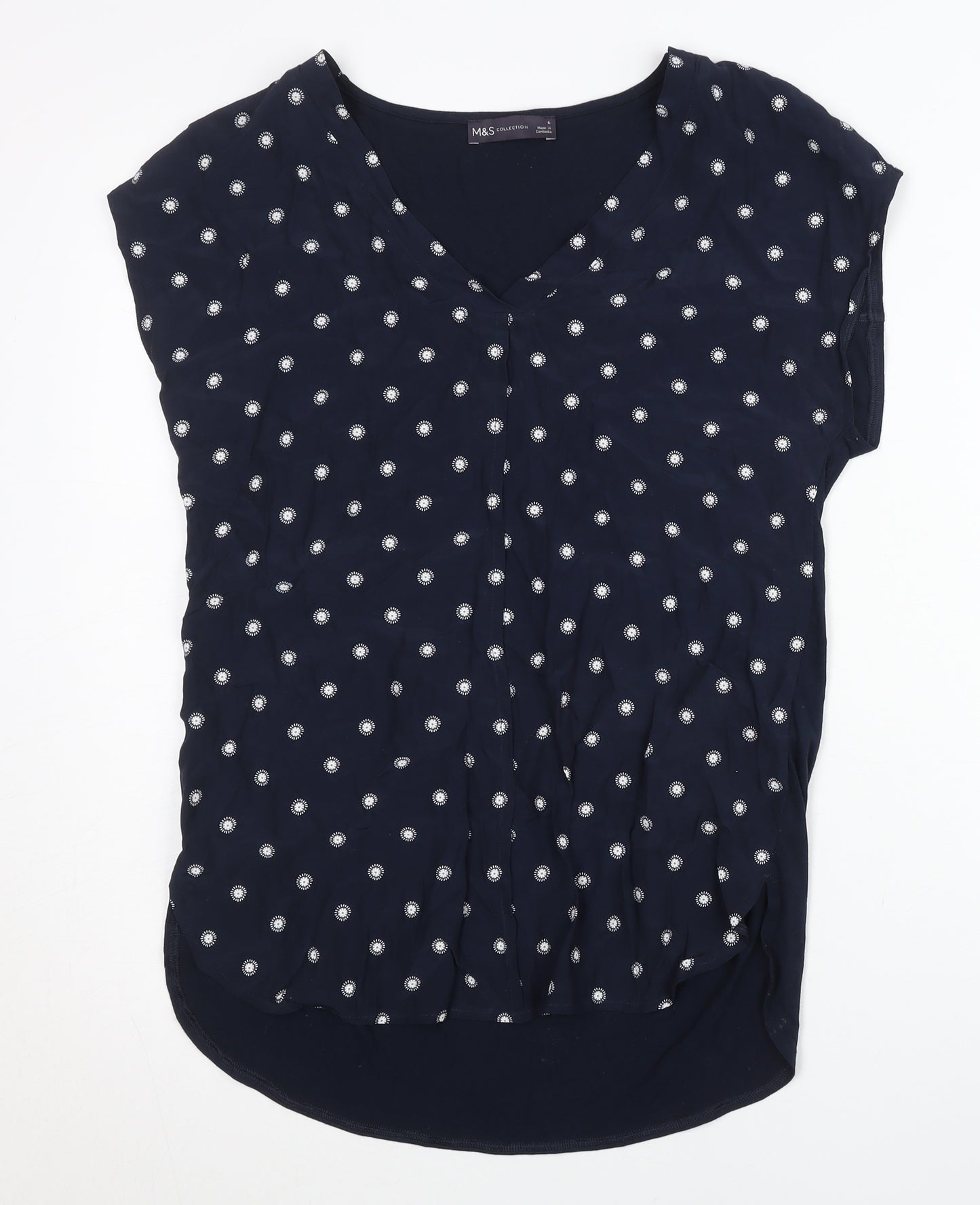 Marks and Spencer Women’s Blue Polka Dot Blouse Size 6 Viscose Tunic