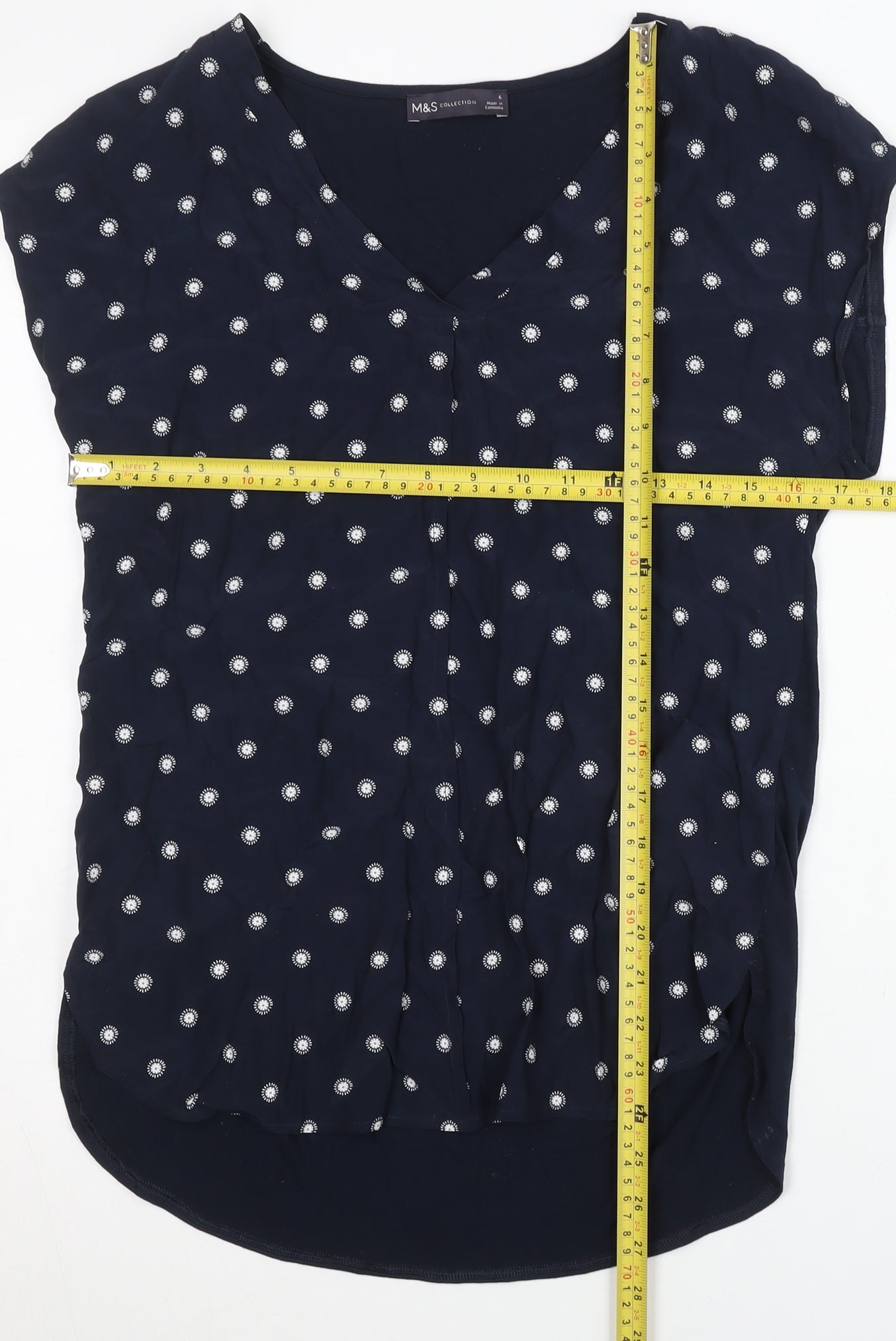 Marks and Spencer Women’s Blue Polka Dot Blouse Size 6 Viscose Tunic
