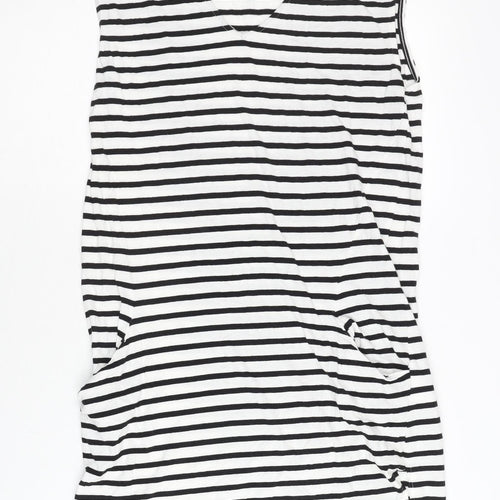 H&M Women’s Black White Striped T-Shirt Dress XS Sleeveless V-Neck
