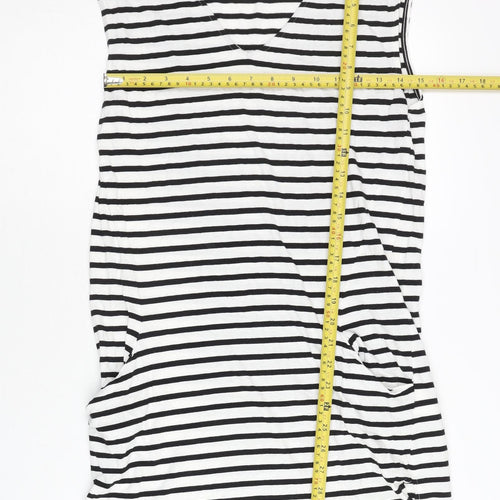 H&M Women’s Black White Striped T-Shirt Dress XS Sleeveless V-Neck
