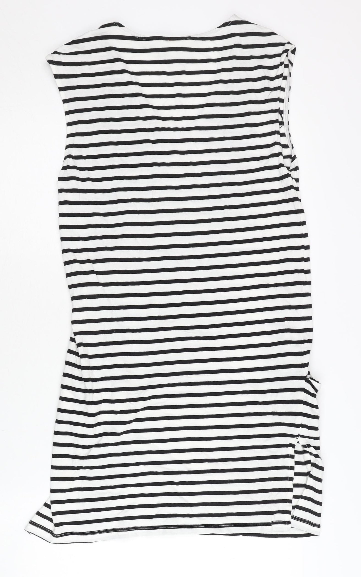 H&M Women’s Black White Striped T-Shirt Dress XS Sleeveless V-Neck