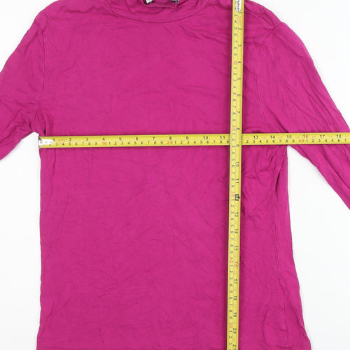 Warehouse Women’s Pink Mock Neck Long Sleeve Jersey Top Size M