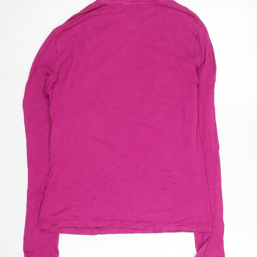 Warehouse Women’s Pink Mock Neck Long Sleeve Jersey Top Size M