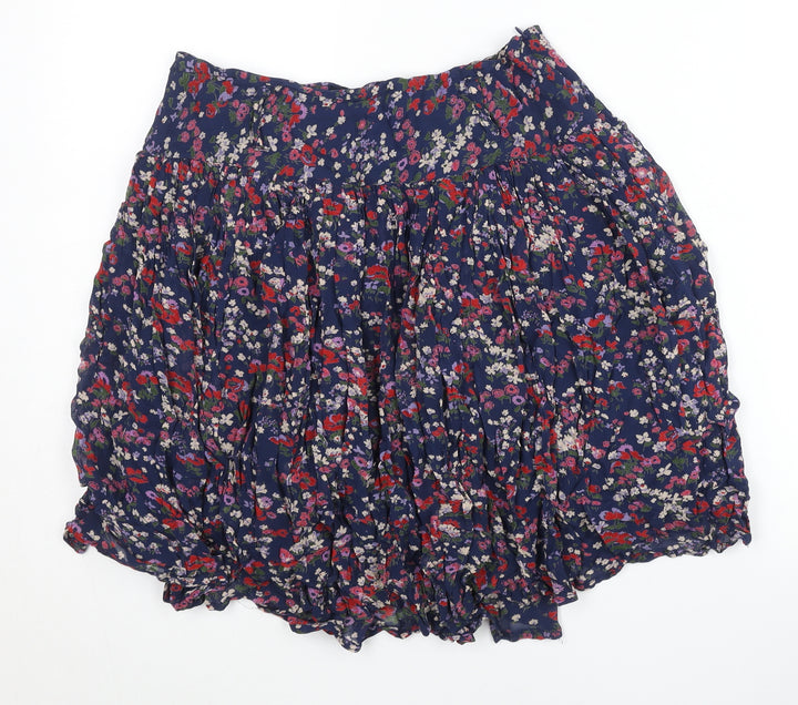 Linea Weekend Womens Blue Floral Peasant Skirt Size 8 Summer Boho