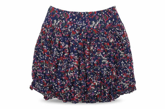 Front view of Linea Weekend women’s blue floral peasant skirt, size UK 8, summer boho