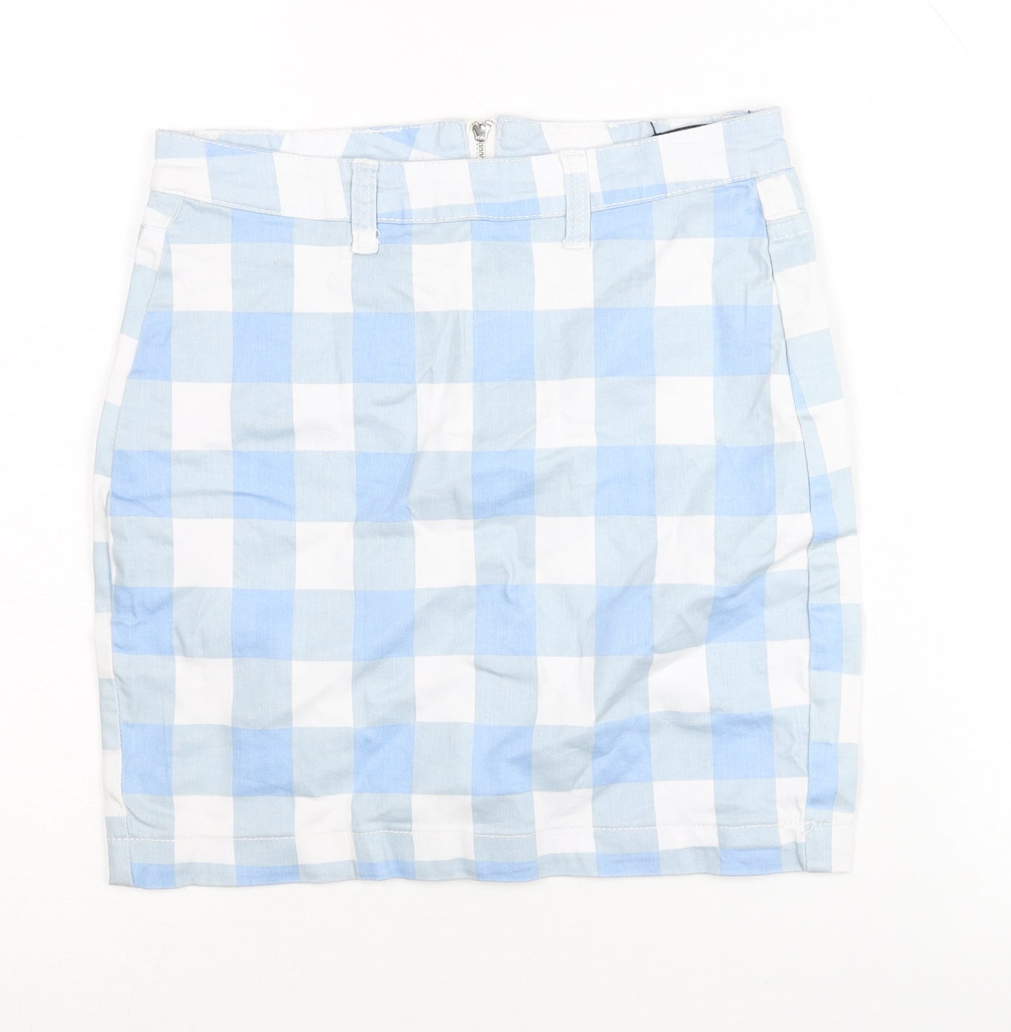 Missguided Women Blue Check Mini Skirt Size 8 Pencil Style
