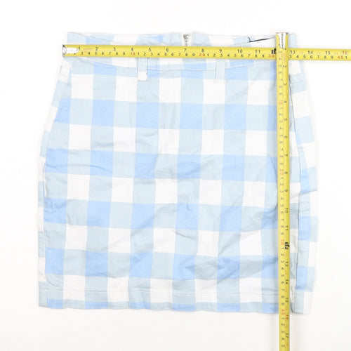 Missguided Women Blue Check Mini Skirt Size 8 Pencil Style