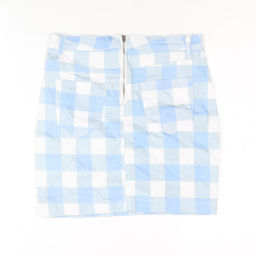 Missguided Women Blue Check Mini Skirt Size 8 Pencil Style