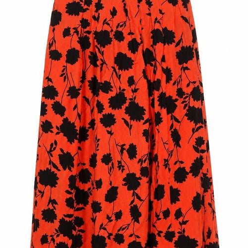Marks and Spencer Womens Red Floral Midi A-Line Skirt Size 10