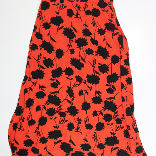 Marks and Spencer Womens Red Floral Midi A-Line Skirt Size 10