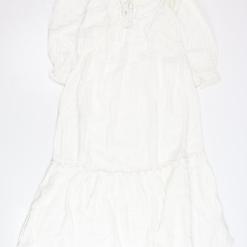 Accessorize Women’s White Cotton Kaftan Midi Dress XS UK 6
