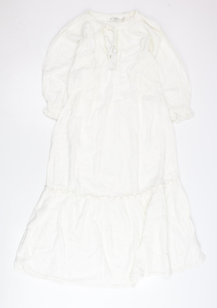 Accessorize Women’s White Cotton Kaftan Midi Dress XS UK 6