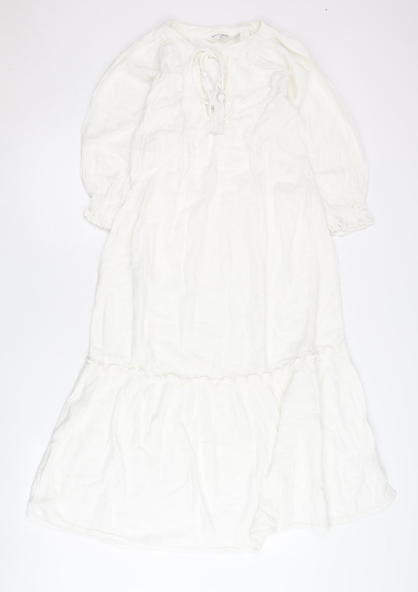 Accessorize Women’s White Cotton Kaftan Midi Dress XS UK 6