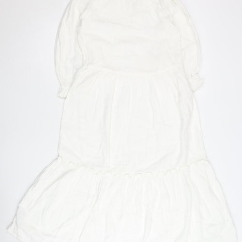Accessorize Women’s White Cotton Kaftan Midi Dress XS UK 6