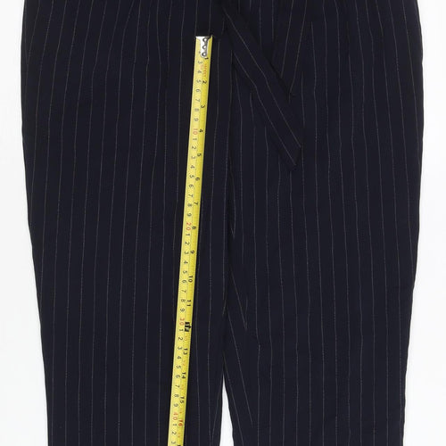 H&M Women’s Blue Striped Paperbag Tapered Trousers Size 6